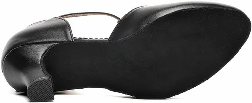 Vista 4 de Zapatos de tacón para baile de salón de baile de salón latino con correa en T para mujer, zapatos de baile de graduación, vestido de boda