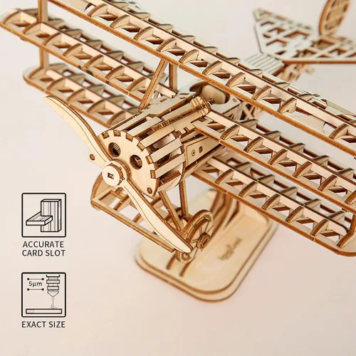 Vista 5 de ROEOLNIL Rompecabezas de madera 3D para ensamblar juguete-Kit de manualidades, decoración del hogar, mejor día de cumpleaños educativo Aviones