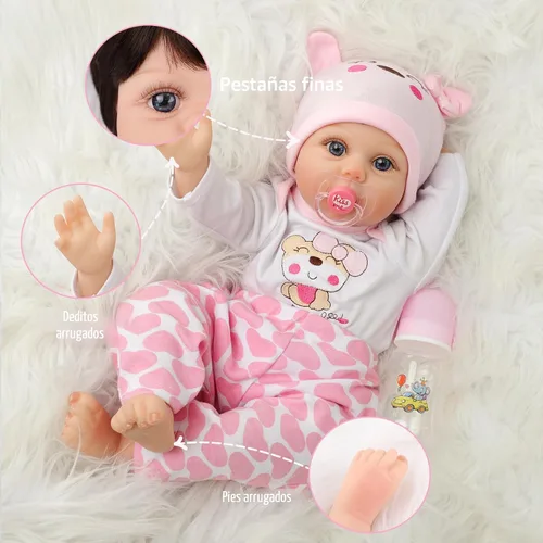 Vista 3 de Kdudgso Muñecas de bebé Reborn para niña de 22 pulgadas, muñeca de bebé de silicona realista, muñecas de bebé de la vida real hechas a mano, cuerpo