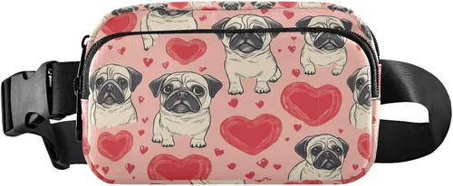 Vista 10 de Riñonera con patrón de lunares rojos y blancos para mujeres y hombres, cangurera pequeña, bolsa cruzada para exteriores, senderismo, correr, viajes
