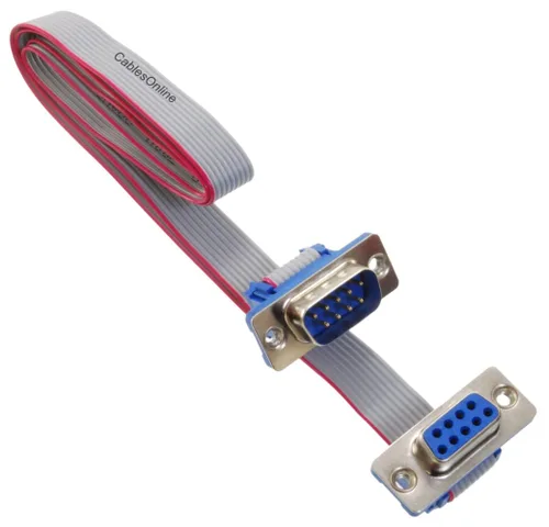Vista 5 de CablesOnline, 6 pies DB9 macho a DB9 hembra 9 conductores 28awg recto Serial RS232 Cable de extensión de cinta plana, S-3F06