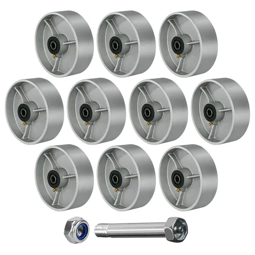 Vista 17 de Ruedas industriales de 3" x 2", rueda de hierro fundido de acero – Rueda de servicio pesado – Capacidad de 800 libras cada una, rodamiento