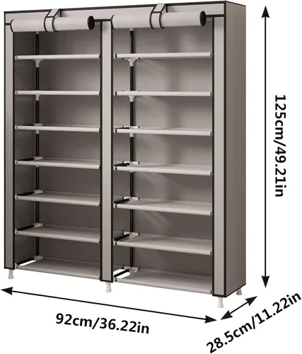 Vista 3 de MOYIPIN Zapatero organizador de almacenamiento, doble fila portátil de tela no tejida con capacidad para hasta 28 pares de 36.2 x 11.2 x 49.2
