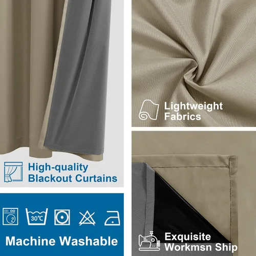 Vista 4 de DWCN Cortinas 100% opacas de 63 pulgadas de largo para dormitorio, decoración del hogar, aislamiento térmico, bloqueo de luz, oscurecimiento de Gris