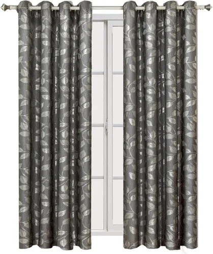 Vista 4 de Royal Tradition Charlotte - Juego de 2 cortinas jacquard de 104 pulgadas de ancho x 63 pulgadas de largo, color moca