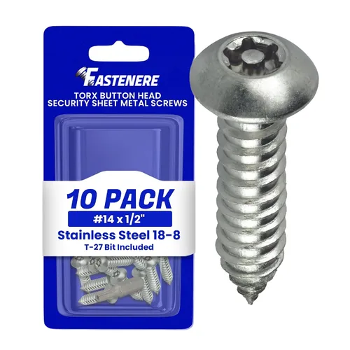 Vista 8 de Fastenere Tornillos de Chapa Metálica de Seguridad Torx - #6 x 1-1/2" (paquete de 25) con cabeza de botón, resistentes a manipulaciones, tornillos