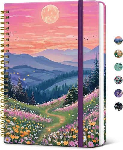 Vista 19 de Taja Cuaderno de Diario en Espiral con Líneas para Mujeres, A5 Lindo Cuaderno de Tapa Dura con Rayas Universitarias para Trabajo y Toma de Notas