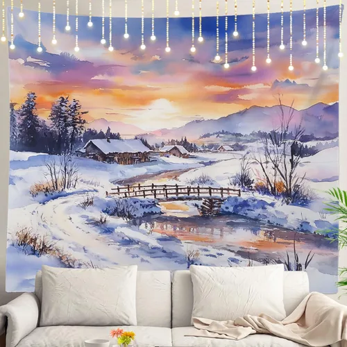 Vista 69 de Shrahala Peaceful Retreat Charming Abode Tapestry, Verdant Landscape Water Wall Hanging Hd Print Polyester Backdrop For Dorm Room Bedroom 30 X 40 In