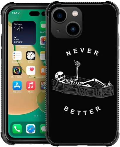 Vista 44 de ZHEGAILIAN Funda compatible con iPhone 14, funda de munición AK 47, parte trasera de vidrio templado+funda protectora de TPU de silicona suave