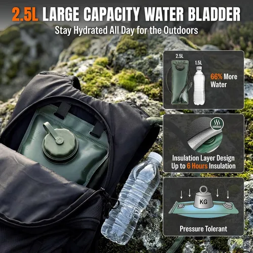 Vista 5 de Mochila de senderismo de hidratación 25L con vejiga de agua, bolsa
