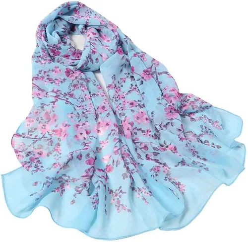 Vista 2 de Acotavie - Bufanda de gasa para mujer, ligera, con estampado floral, chal para mujeres y niñas