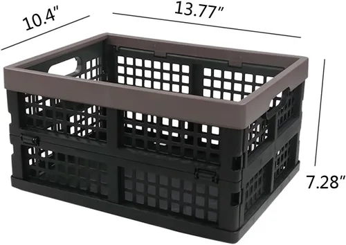 Vista 2 de Paquete de 2 cajas de almacenamiento plegables de plástico, caja de almacenamiento plegable de 15 L