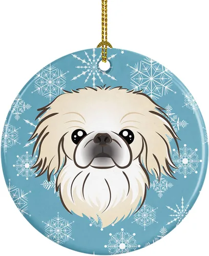 Vista 13 de Caroline's Treasures Adorno de cerámica con diseño de copo de nieve para colgar en el árbol de Navidad, para el hogar, Navidad, fiestas, regalo, 3
