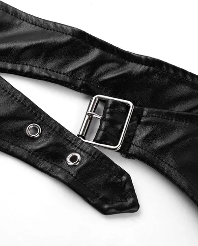 Vista 7 de JanJean Disfraz de vaquero del salvaje oeste para hombre adulto, pantalones sueltos de cuero para motocicleta