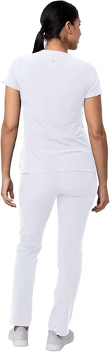 Vista 2 de Adar - Uniforme tipo filipina, con camisa de cuello en V y pantalones con bolsillos tipo cargo, para mujer