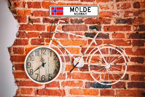 Vista 3 de Molde, Noruega, letrero de calle con bandera noruega, letrero de metal novedoso para decoración del hogar, letrero personalizado, letrero de cueva