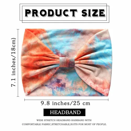 Vista 5 de Olbye Diademas anchas para mujer, diademas bohemias anudadas, diadema turbante anudada, teñido anudado, bandas elásticas antideslizantes