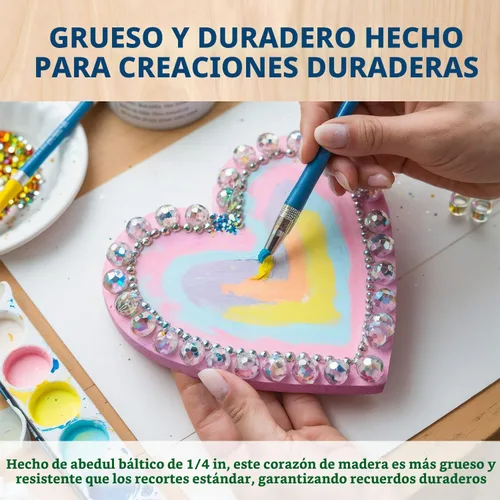 Vista 4 de Corazones de madera para manualidades, corazones de madera de 10 pulgadas, 1/4 de pulgada de grosor, paquete de 1 corazón de madera sin terminar
