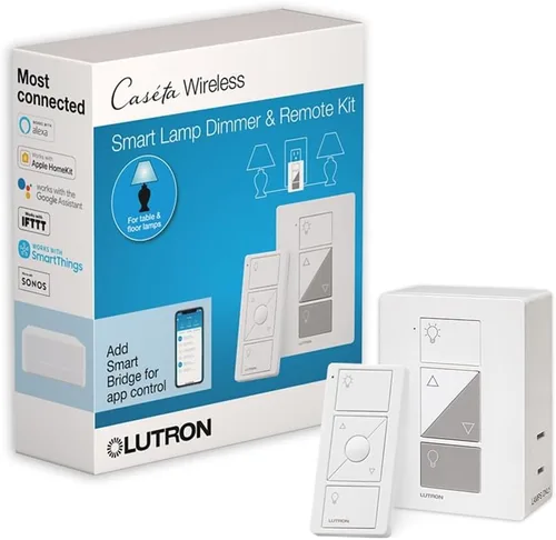 Vista 12 de Lutron Caseta Deluxe Smart Lamp Dimmer Starter Kit: 2 atenuadores de lámpara y más