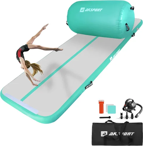Vista 14 de AKSPORT Air Roller - Barril de aire para flexiones de espalda y resortes de mano, entrenamiento con bomba de aire eléctrica para uso Azul