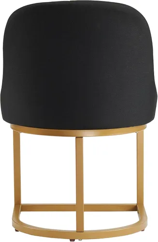 Vista 6 de Leick Home 214536 Barrelback Silla de comedor con base de metal, juego de 2, para comedor, asiento moderno de lino negro y base de metal dorado