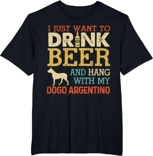 Vista 29 de Dogo Argentino - Camiseta vintage divertida para colgar con perro, Negro