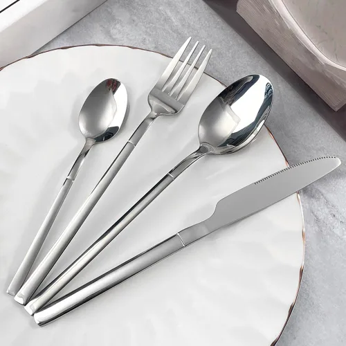 Vista 10 de Moderno juego de cubiertos para 4 cubiertos de alta calidad, 20 piezas, acero inoxidable 18/10, pulido con buen peso, utensilios para la cocina