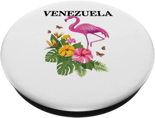 Vista 2 de Venezuela Flamingo Plantas Recuerdo Venezolano Vintage PopSockets Estándar PopGrip