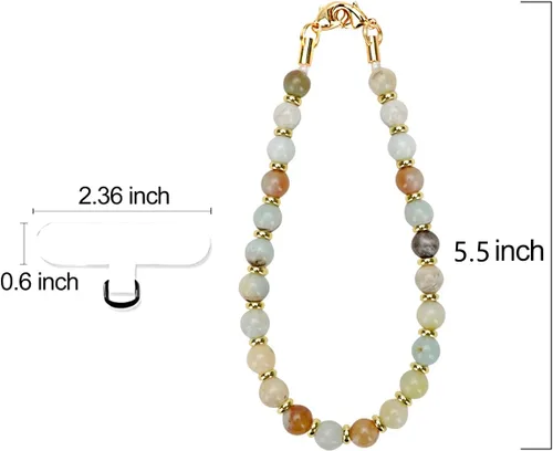Vista 6 de VICHUNHO Correa de muñeca con cuentas de mármol para teléfono, cordón para celular con pestaña de sujeción, pulsera de muñeca manos libres