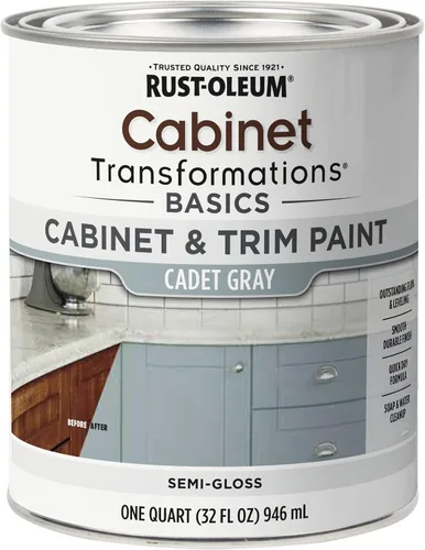 Vista 8 de Rust-Oleum 372012 Transformations Basics - Pintura para gabinetes y molduras, cuarto de galón, color negro