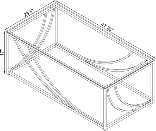 Vista 3 de Coaster Home Furnishings Lille - Mesa auxiliar rectangular con parte superior de vidrio transparente, base cromada y detalles curvos - Sala de estar