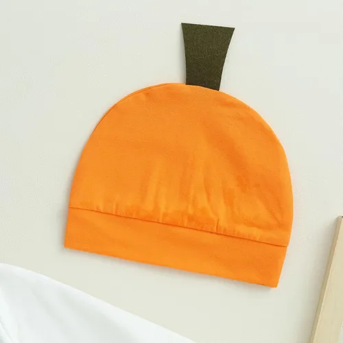 Vista 4 de Ledy Champswiin 2 piezas de trajes neutros para bebé recién nacido, niño y niña, mameluco de calabaza para mi primera ropa de Halloween con sombrero
