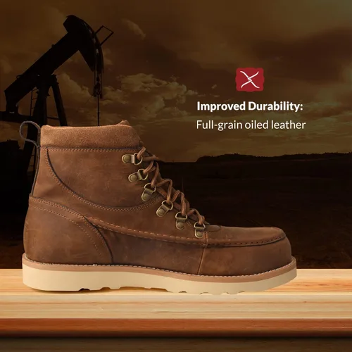 Vista 2 de Twisted X Men's 6" Waterproof Wedge Sole Boot - Moc Toe Work Boots Handcrafted with oiled-leather, Air-mesh Lining, Breathable Interior Lining
