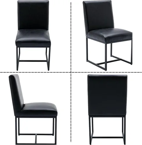 Vista 6 de BESTANO Sillas De Comedor - Juego de 2 sillas de comedor modernas negras tapizadas de piel sintética para cocina y comedor con marco de metal negro