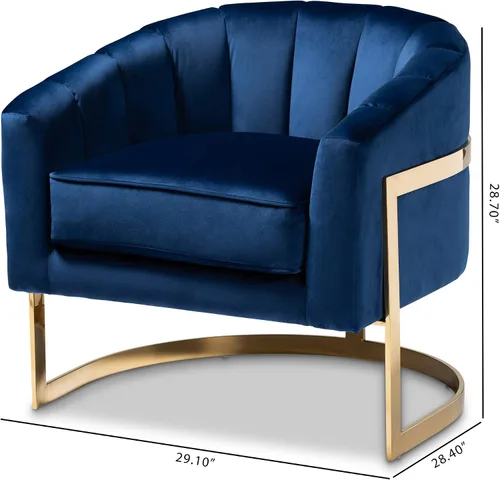 Vista 3 de Baxton Studio Sillas, talla única, azul rey oscuro/dorado