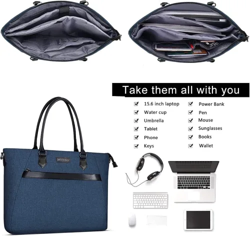 Vista 3 de MOSISO Bolsa de mano para laptop (17-17.3 pulgadas) con bolsillo trapezoidal frontal, verde azulado profundo