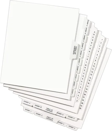 Vista 4 de Avery -Style Premium Collated Legal Index Exhibit Divisores, A-Z y tabla de contenido, pestaña lateral, 8.5 x 11 pulgadas, 1 juego (11374)