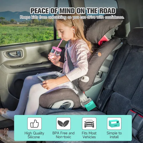 Vista 5 de Morlike - Cerradura de seguridad de silicona con hebilla segura para cinturón de seguridad Mantén a los niños seguros en el asiento del automóvil