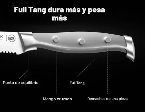 Vista 4 de BRODARK Juego de 6 cuchillos de carne dentados de 4.5 pulgadas, viene con Negro