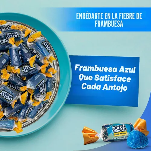 Vista 2 de Caramelos Duros Blue Raspberry Jolly Ranchers – Sabor Original – Bolsa a Granel de 1 Libra (Aproximadamente 75 Piezas) – Dulces Ácidos y Dulces