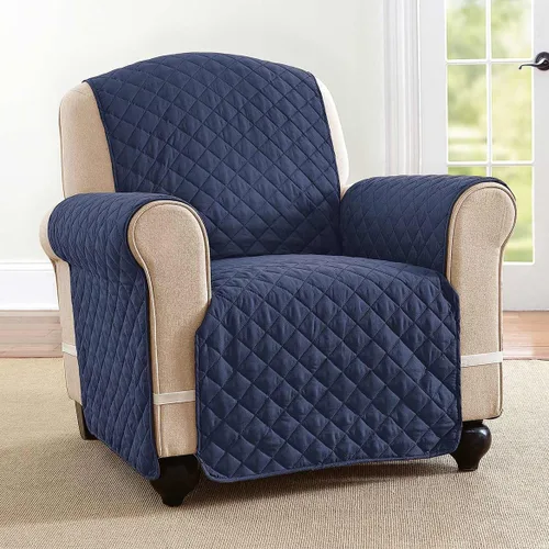 Vista 2 de Collections Etc - Funda protectora acolchada, reversible y resistente a derrames para muebles con lazos - Cubre el fondo del asiento, el respaldo