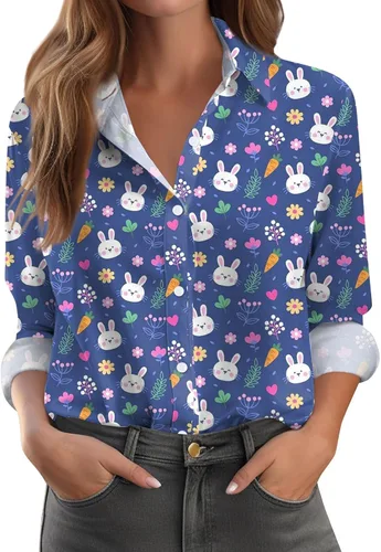 Vista 42 de Camisetas de San Valentín para mujer, camisas con botones, blusas de corazón, elegantes, informales, cuello de solapa, manga larga, suave, cómoda