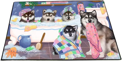 Vista 8 de Doggie of the Day Alaskan Malamute Dogs Floor Mat - 4th of July Independence Day - Best Dog Doormat - Protector Decor - Unique Portrait Art