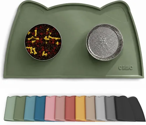 Vista 39 de OHMO - Tapete de silicona para comida para gatos, tapete de alimentación de mascotas para el piso, antideslizante e impermeable, bandeja para agua