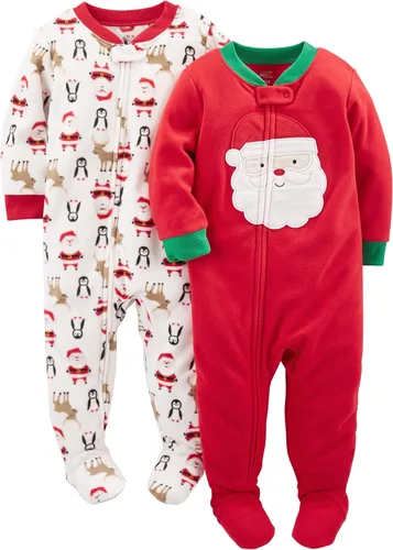 Vista 7 de Simple Joys by Carter's Pijama unisex de forro polar con pies de ajuste holgado y resistente al fuego para niños Oso/Buffalo Check