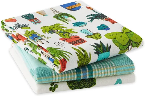 Vista 3 de DII You Grow Girl Collection Decorativo, lavable a máquina, juego de paños de cocina, 18 x 28 pulgadas, plantas elegantes, 3 piezas