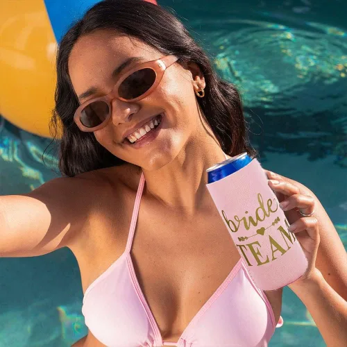 Vista 5 de LADY&HOME Bachelorette Slim - Enfriadores de latas para dama de honor, juego de 10 enfriadores de latas para novia y novia del equipo para despedida