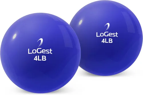 Vista 4 de Logest Par de pelotas de ejercicio de tonificación ponderada, bola medicinal de forma redonda, 1 libra, 2 libras, 3 libras, 4 libras, 5 libras, 6