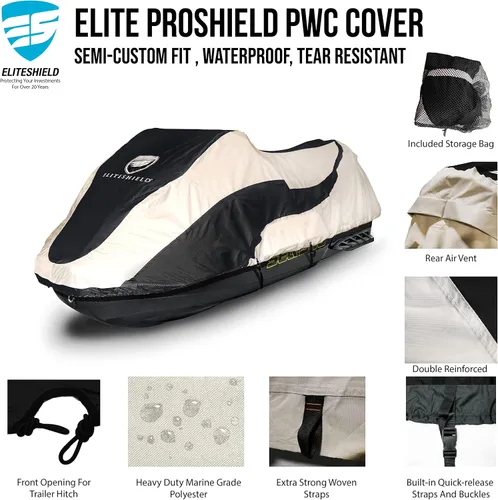 Vista 2 de Jetpro Trailerable PWC Jetski Watercraft Jet - Funda para esquís de hasta 3 plazas, Negro/Gris