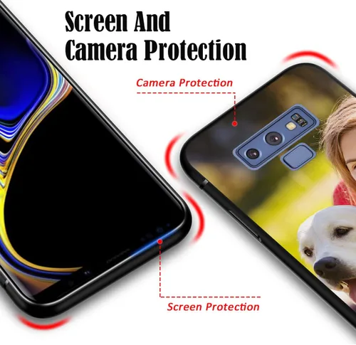 Vista 6 de Funda personalizada para Samsung Galaxy Note 9 con nombre de texto y foto - Funda suave y fina personalizable Note9 (negro)